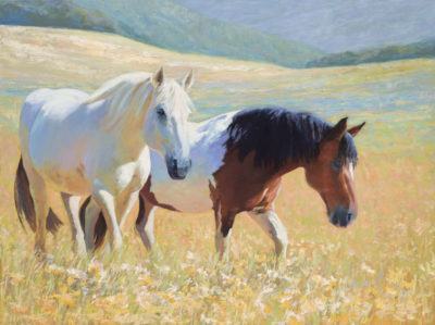 Oregon Meadow - Valentina And Raffles - Rescued Mares Living In Oregon Duchess Horse Sanctuary Original Oil Painting By Shirley Lehner-Rhoades 36